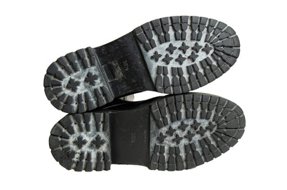 Ann Demeulemeester back zip black leather track sole boots