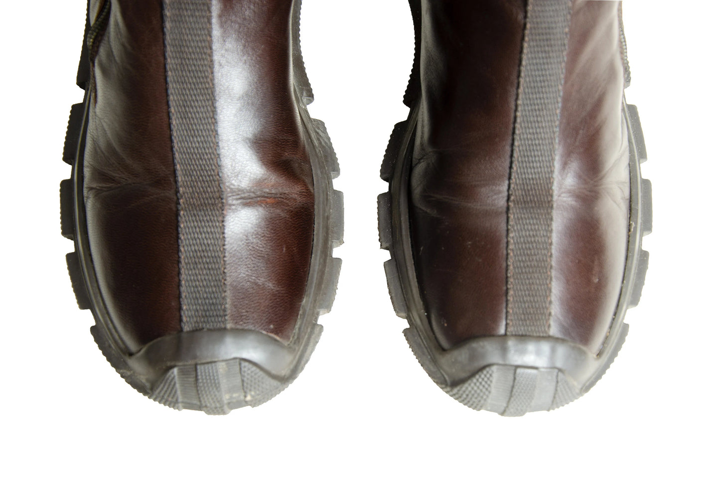 Archive 1999 Miu Miu brown leather boots / Technical clip buckle Miu Miu boots