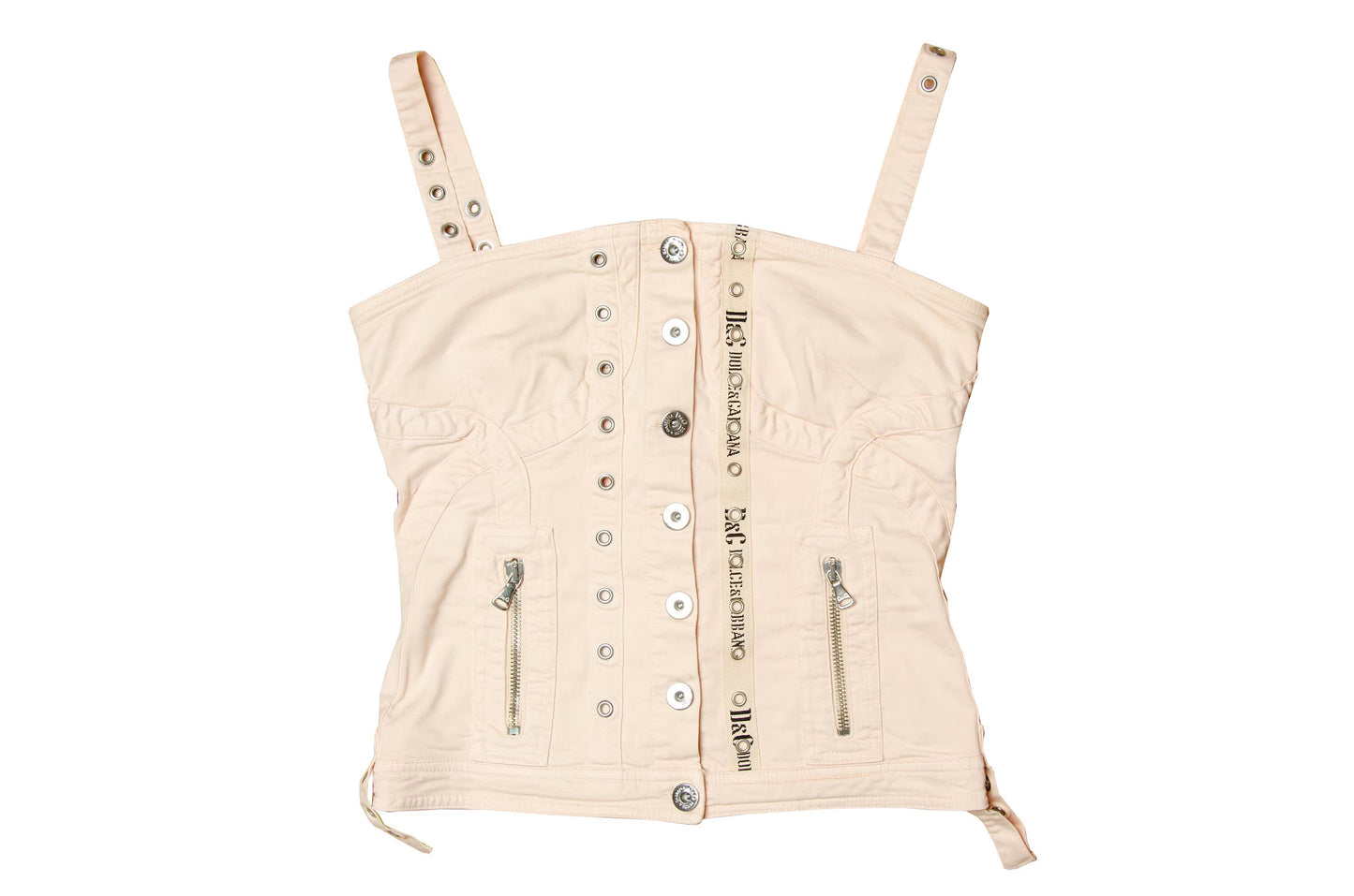 90s Dolce & Gabbana corset top / Blush pink bustier button front top