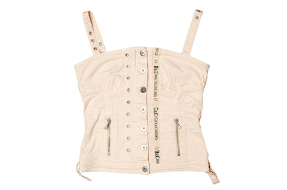 90s Dolce & Gabbana corset top / Blush pink bustier button front top