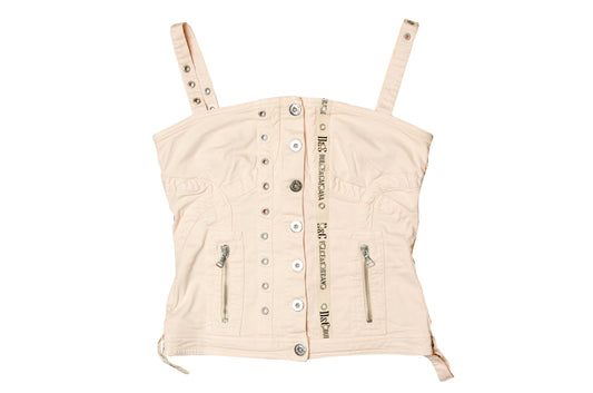 90s Dolce & Gabbana corset top / Blush pink bustier button front top