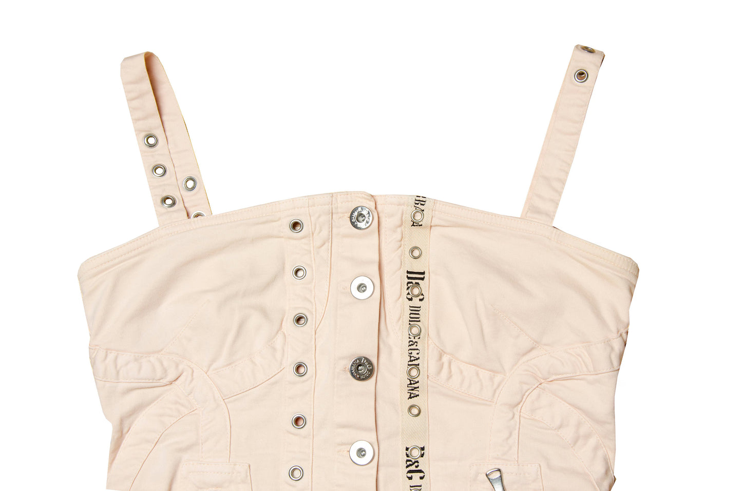 90s Dolce & Gabbana corset top / Blush pink bustier button front top