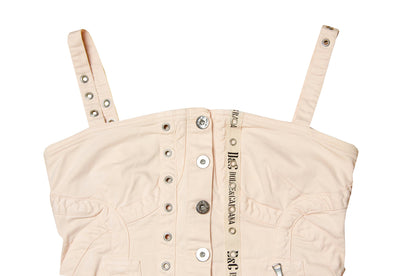 90s Dolce & Gabbana corset top / Blush pink bustier button front top
