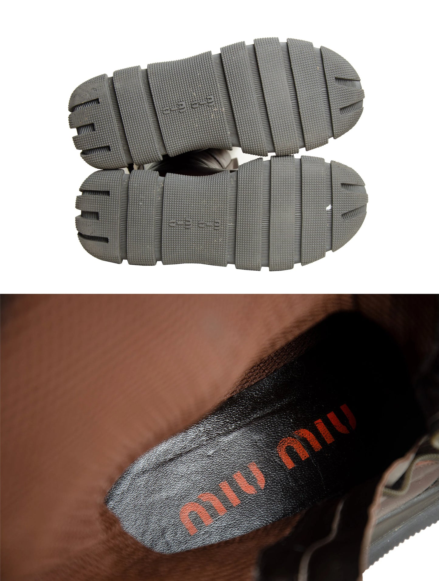 Archive 1999 Miu Miu brown leather boots / Technical clip buckle Miu Miu boots