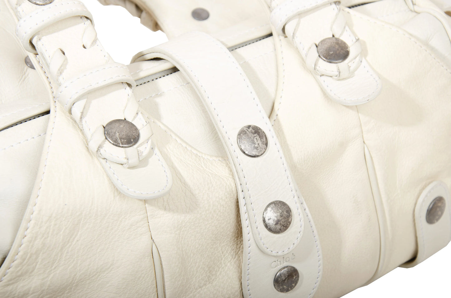 Vintage Chloé Silverado studded white leather bag