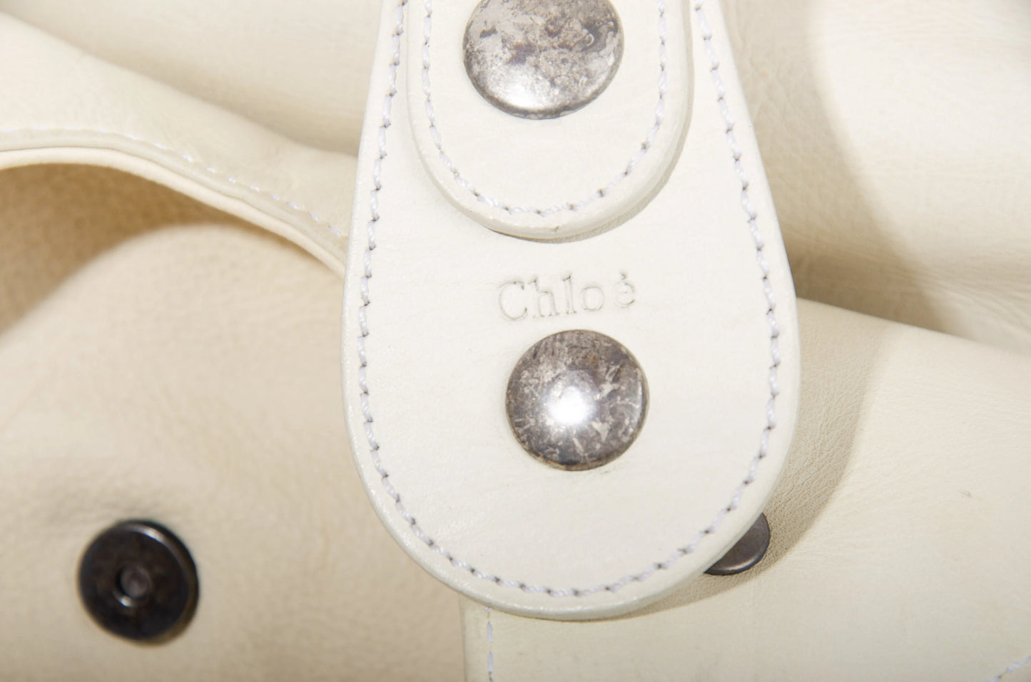 Vintage Chloé Silverado studded white leather bag
