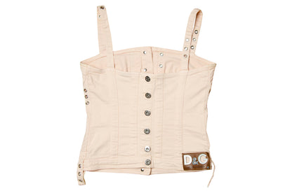 90s Dolce & Gabbana corset top / Blush pink bustier button front top
