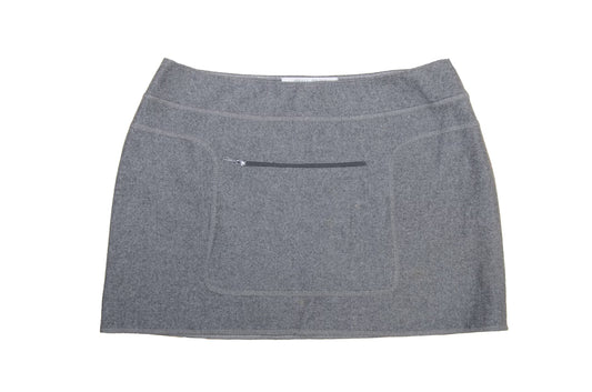90s Miu Miu low rise grey wool mini skirt / Miu Miu low waist short above the knee skirt