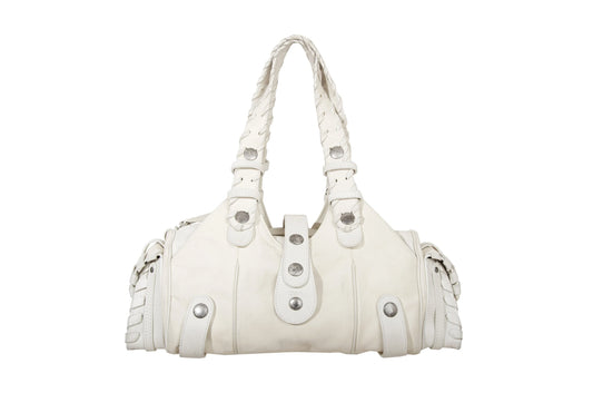 Vintage Chloé Silverado studded white leather bag