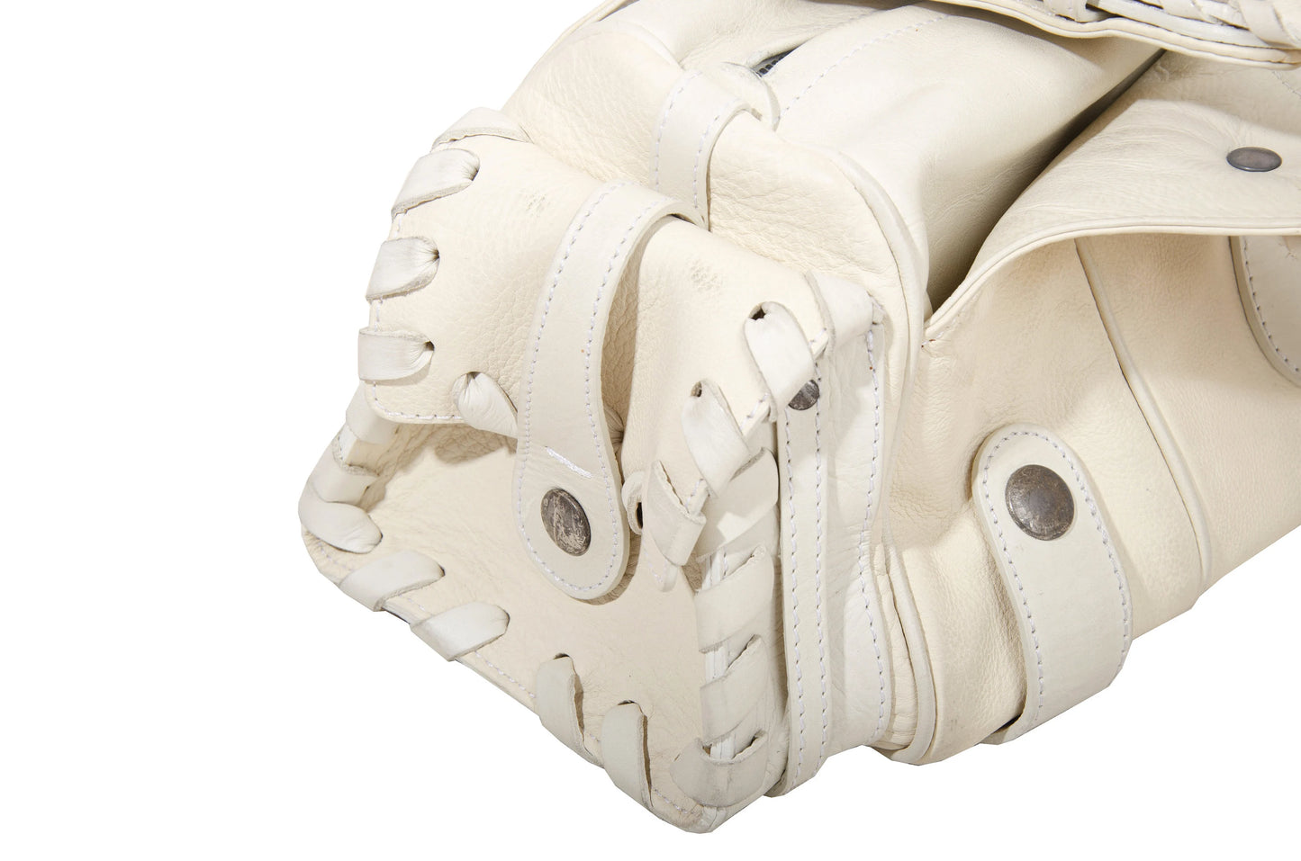 Vintage Chloé Silverado studded white leather bag