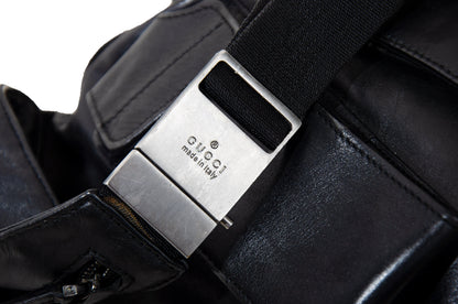 90s Gucci by Tom Ford black leather crossbody bag / Tom Ford Gucci minimalist technical 1990s fanny pack