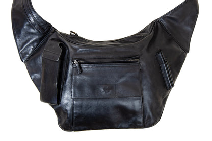 90s Gucci by Tom Ford black leather crossbody bag / Tom Ford Gucci minimalist technical 1990s fanny pack