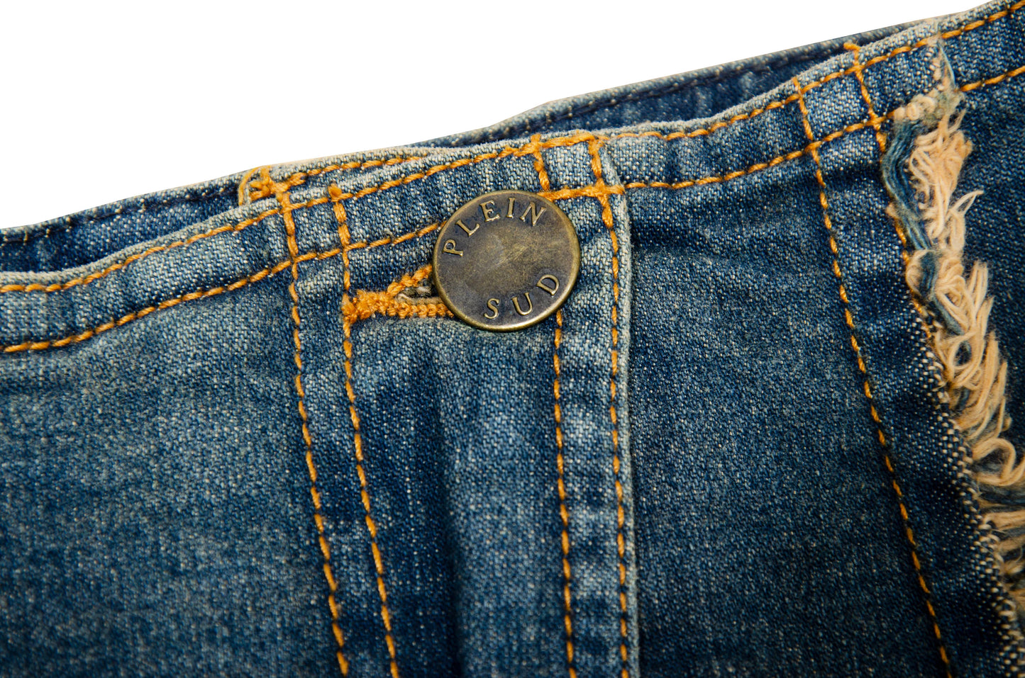 2000s Plein Sud asymmetrical raw hem mud wash low waist denim mini skirt
