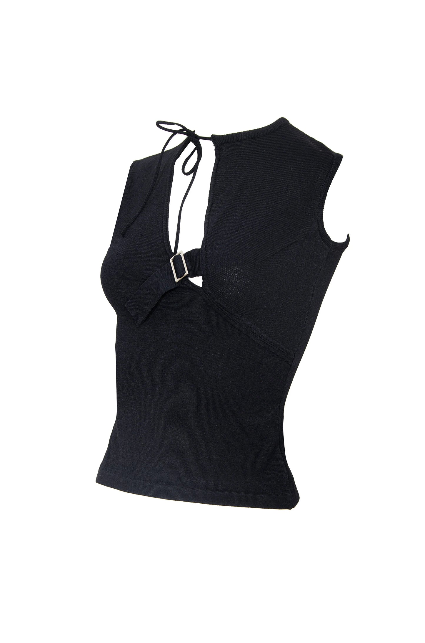 90s Amaya Arzuaga asymmetrical sleeveless knit top