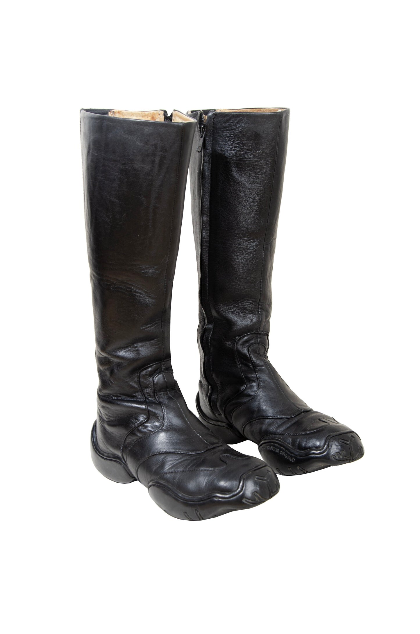 Marithé + François Girbaud black leather chunky molded platform boots