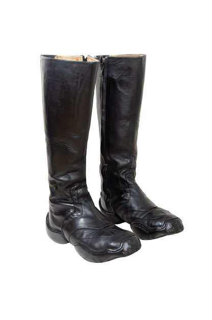 Marithé + François Girbaud black leather chunky molded platform boots