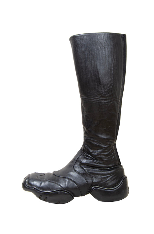 Marithé + François Girbaud black leather chunky molded platform boots