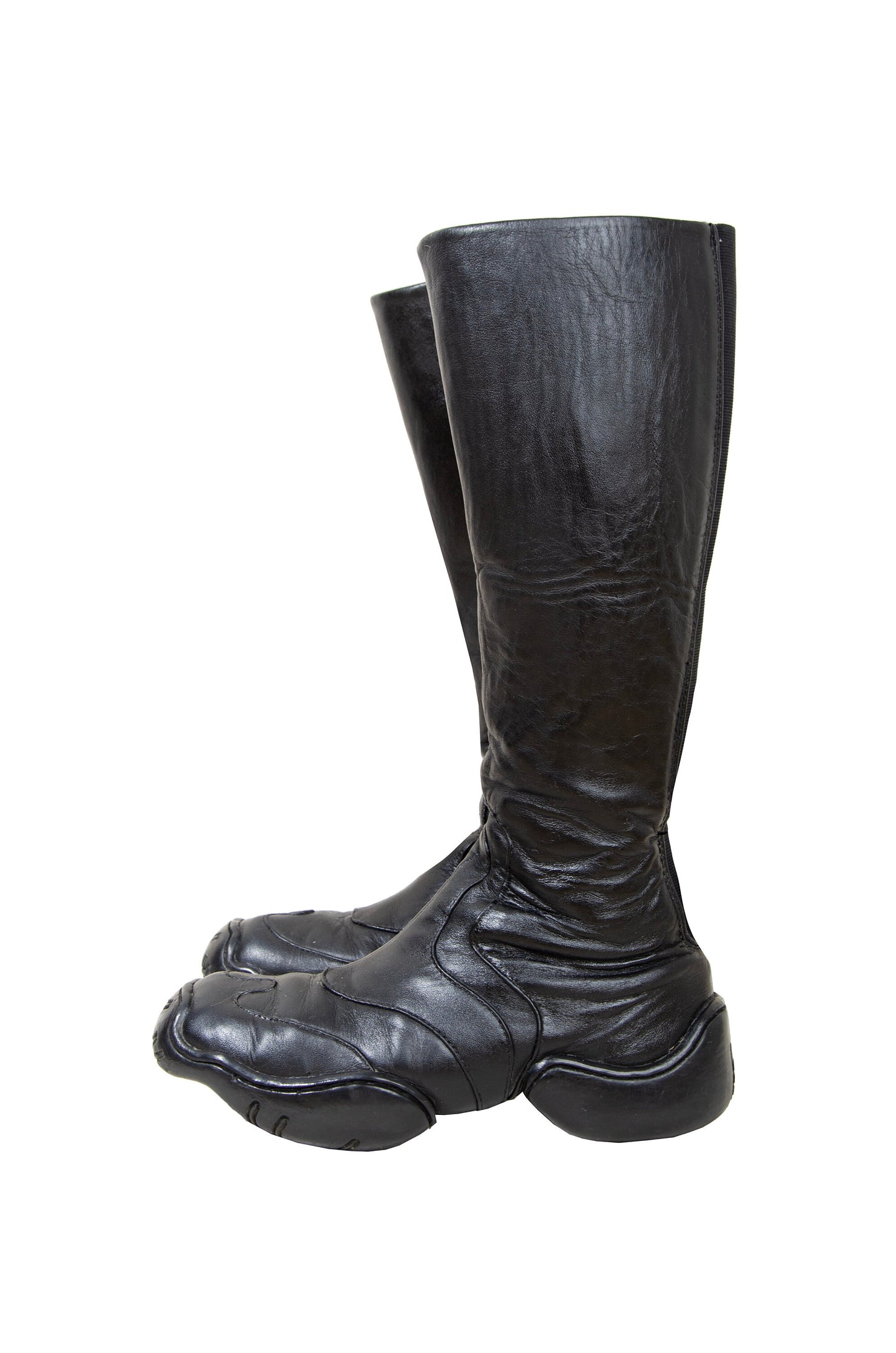 Marithé + François Girbaud black leather chunky molded platform boots