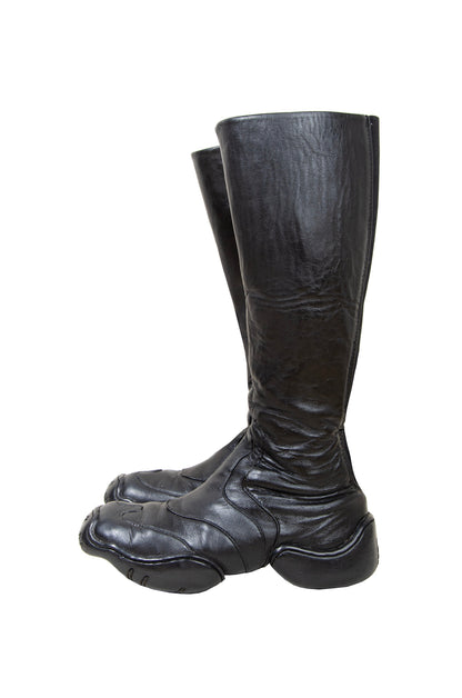 Marithé + François Girbaud black leather chunky molded platform boots