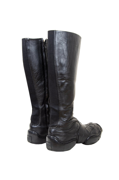 Marithé + François Girbaud black leather chunky molded platform boots