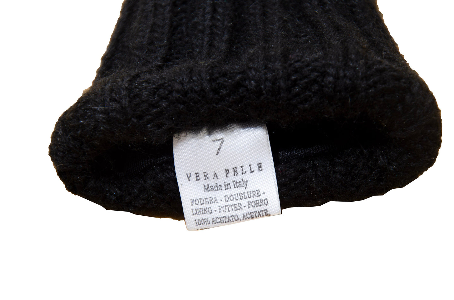 Vintage Sportmax Defile black leather and wool gloves / Sportmax black rib knit leather gloves / Leather gloves with integrated arm warmers
