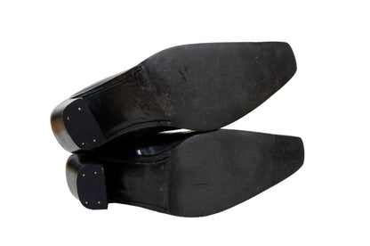 Vintage Ann Demeulemeester slanted heel black leather sock boots
