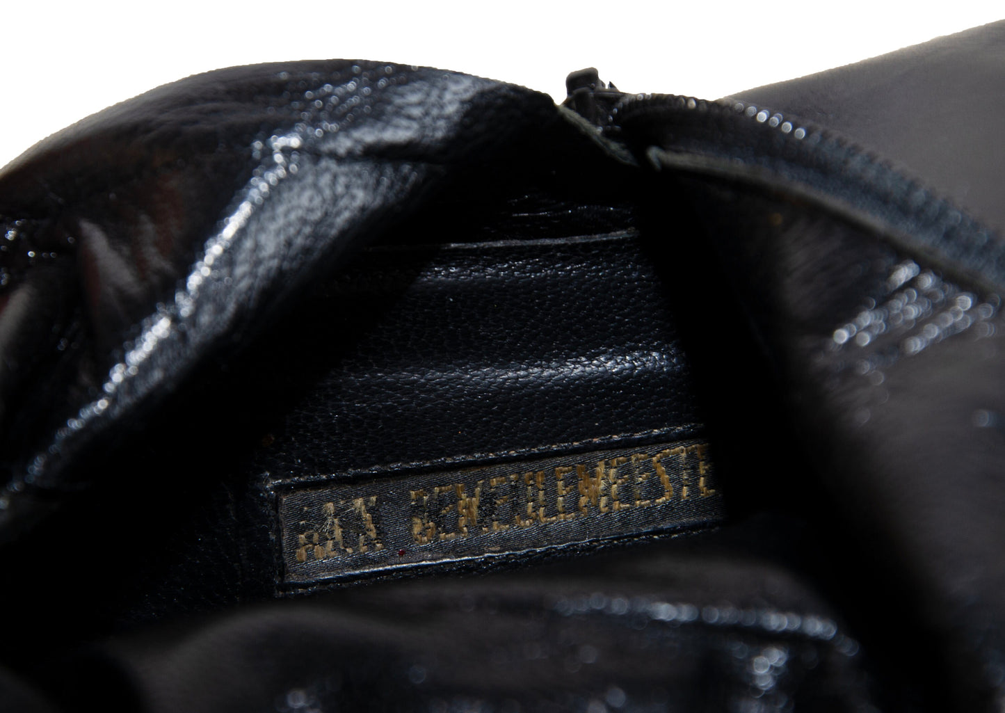 Vintage Ann Demeulemeester slanted heel black leather sock boots