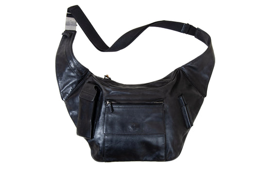 90s Gucci by Tom Ford black leather crossbody bag / Tom Ford Gucci minimalist technical 1990s fanny pack