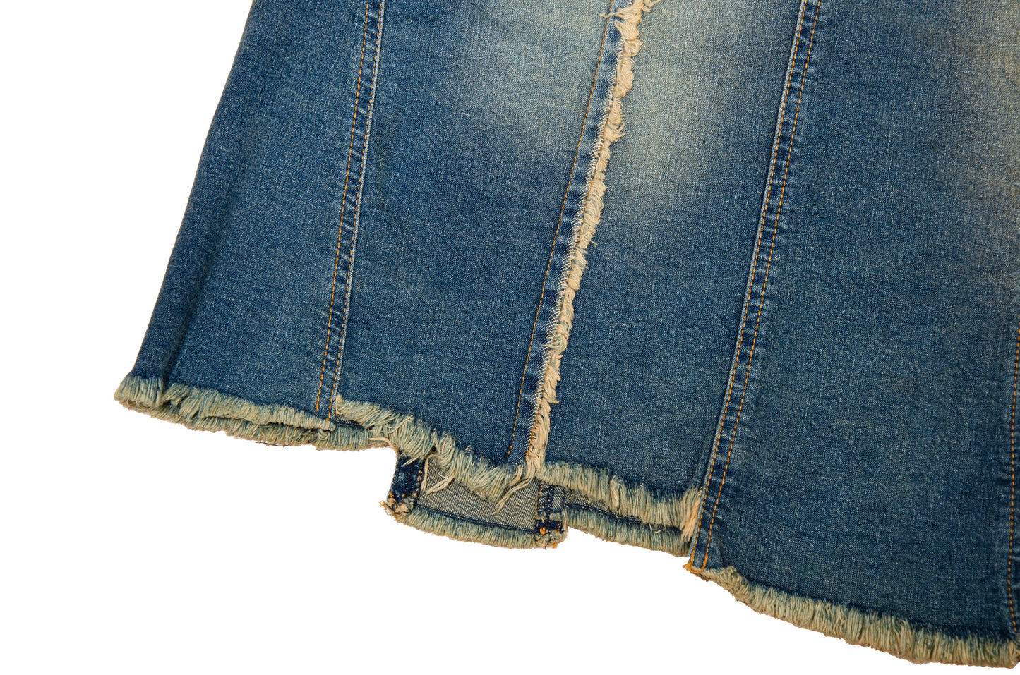 2000s Plein Sud asymmetrical raw hem mud wash low waist denim mini skirt