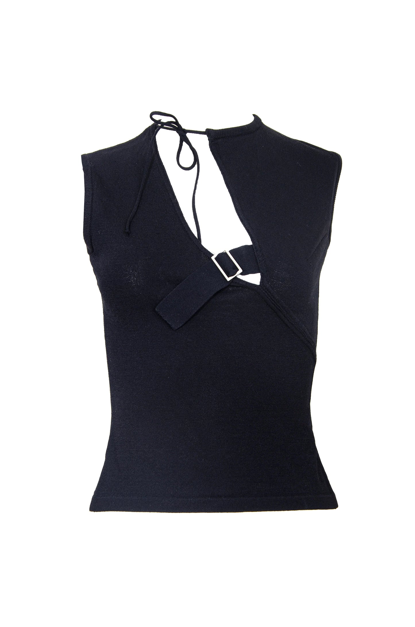 90s Amaya Arzuaga asymmetrical sleeveless knit top