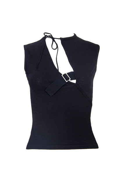 90s Amaya Arzuaga asymmetrical sleeveless knit top
