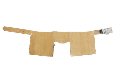90s Jean Paul Gaultier denim multi pocket belt with oversized logo metal buckle
