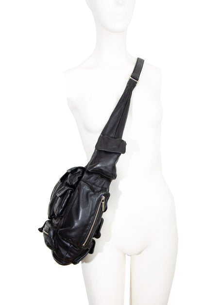 2003 archive Jil Sander multi pocket huge crossbody bag / Vintage Jil Sander puffy pockets technical soft leather oversized bag