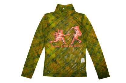 Vintage Jean Paul Gaultier tartan print mesh top