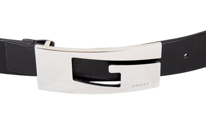 90s Gucci by Tom Ford black leather square G logo belt