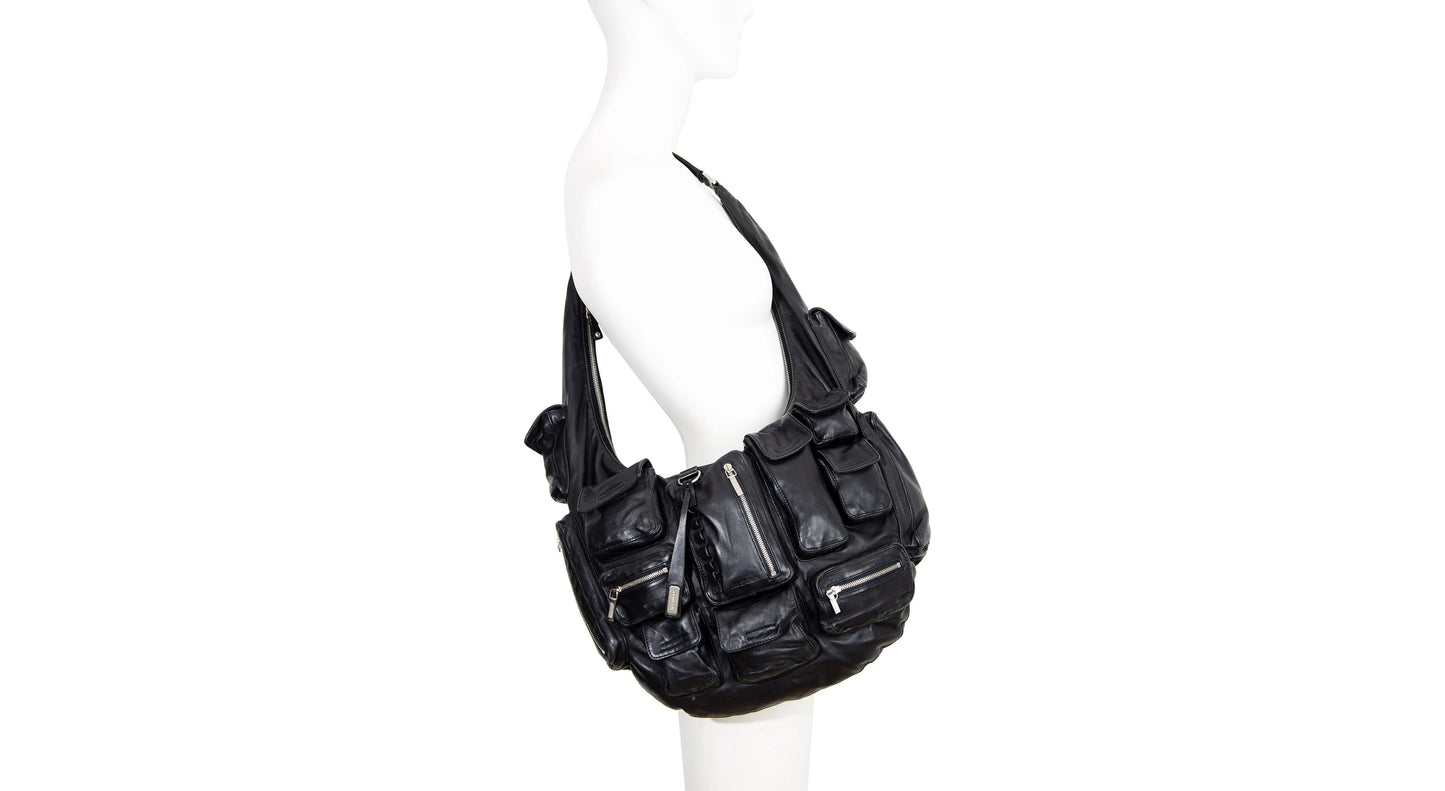 2003 archive Jil Sander multi pocket huge crossbody bag / Vintage Jil Sander puffy pockets technical soft leather oversized bag