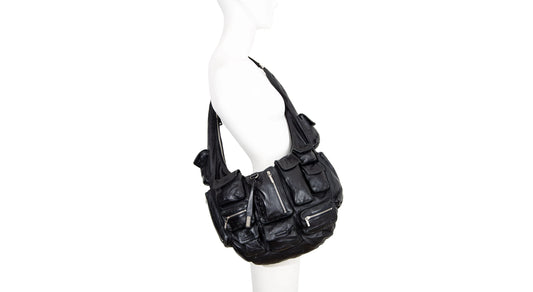 2003 archive Jil Sander multi pocket huge crossbody bag / Vintage Jil Sander puffy pockets technical soft leather oversized bag