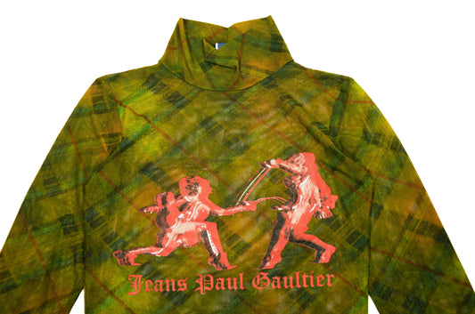 Vintage Jean Paul Gaultier tartan print mesh top