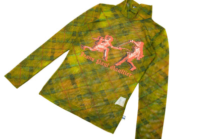 Vintage Jean Paul Gaultier tartan print mesh top