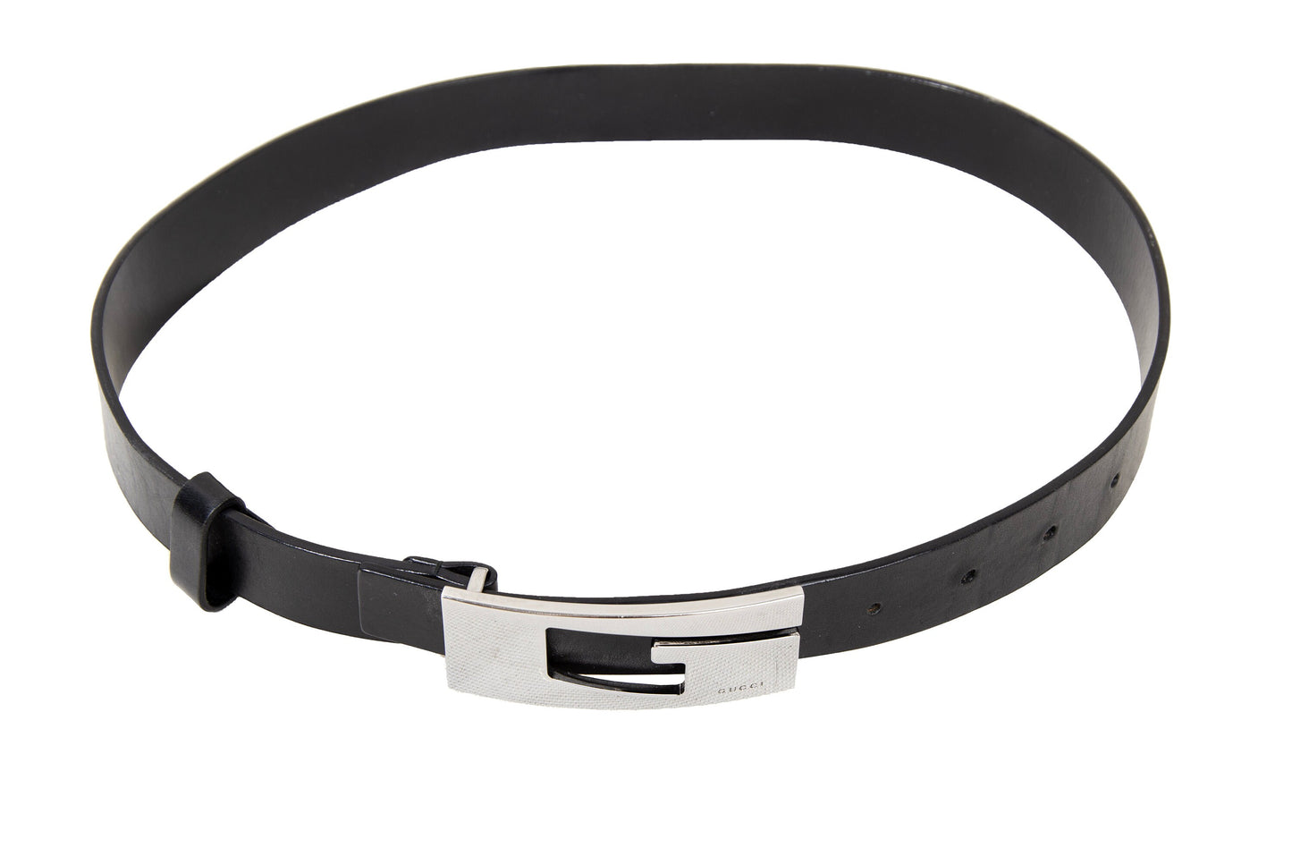 90s Gucci by Tom Ford black leather square G logo belt