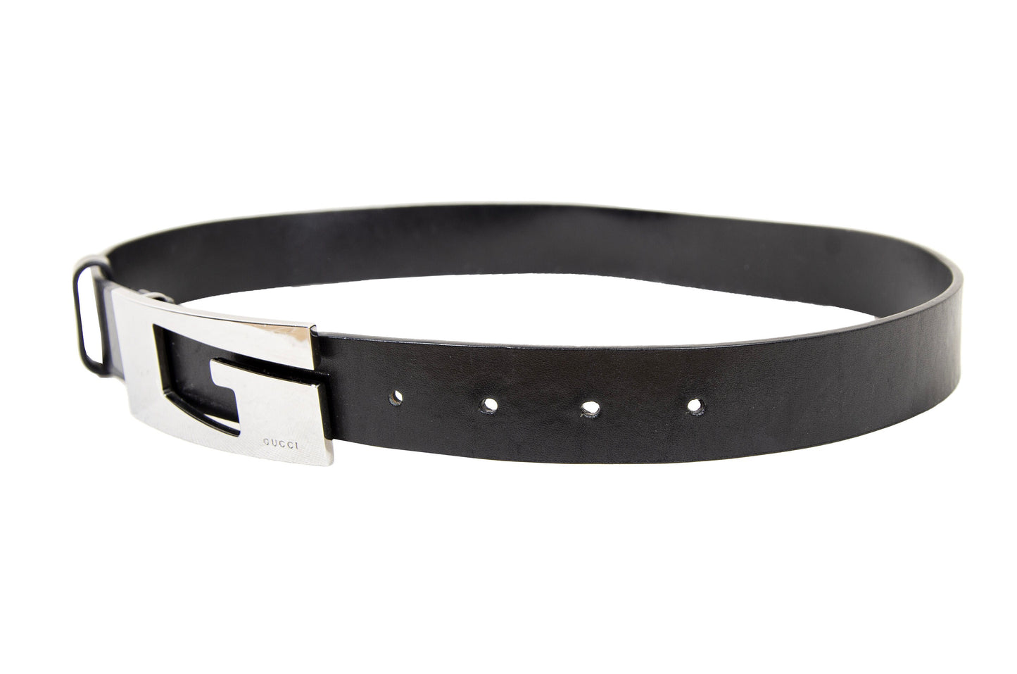 90s Gucci by Tom Ford black leather square G logo belt