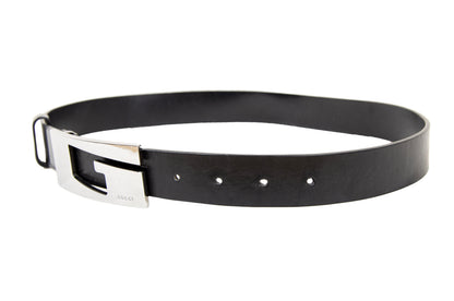 90s Gucci by Tom Ford black leather square G logo belt