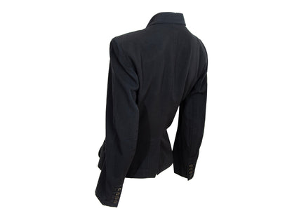 Y's Yohji Yamamoto deformed structured black blazer / Hourglass waist padded shoulders black blazer / Made in Japan