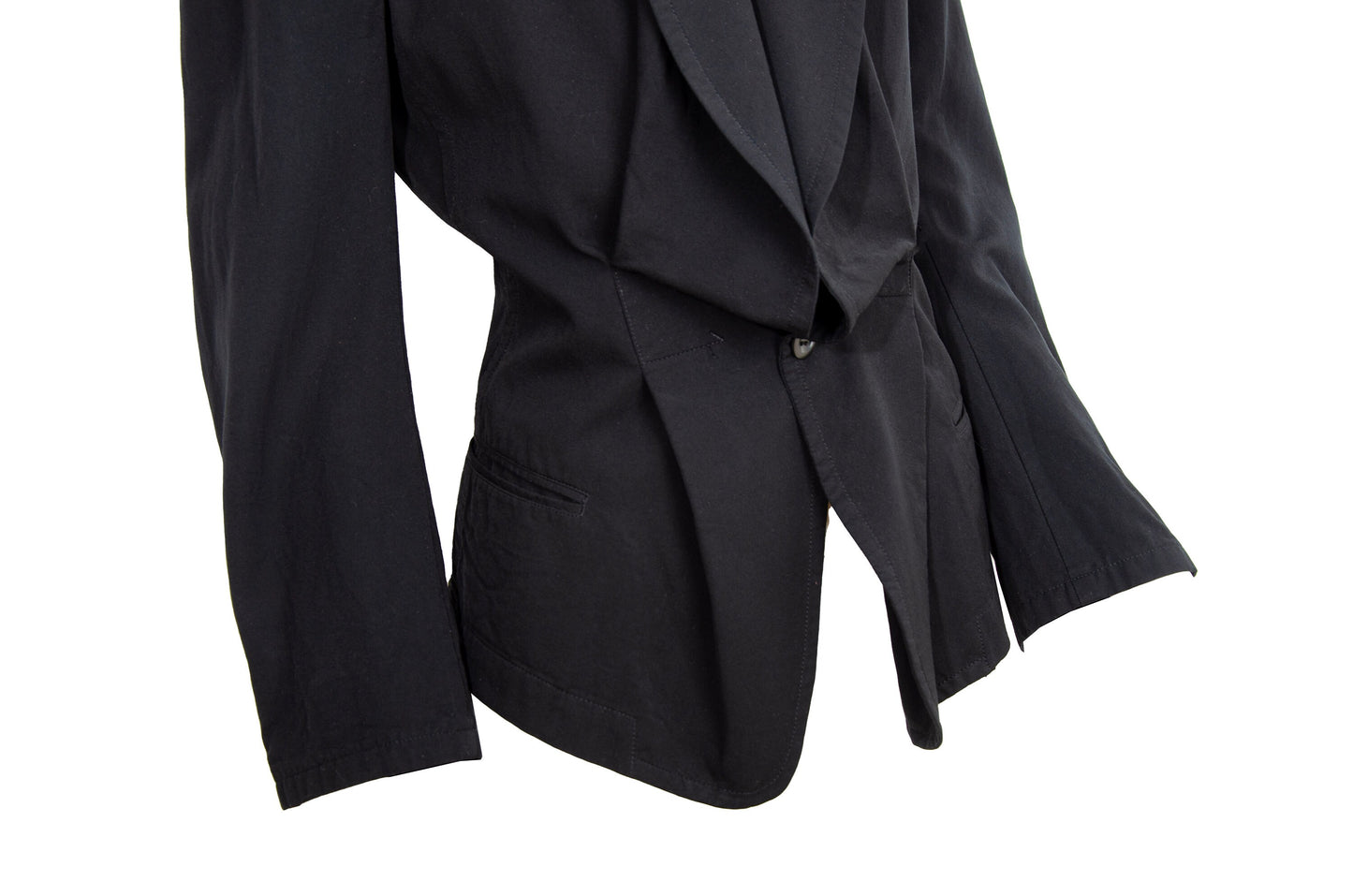Y's Yohji Yamamoto deformed structured black blazer / Hourglass waist padded shoulders black blazer / Made in Japan