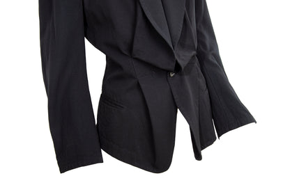 Y's Yohji Yamamoto deformed structured black blazer / Hourglass waist padded shoulders black blazer / Made in Japan