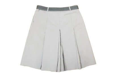 90s Prada pleated culottes / Late 1990s vintage Prada light mastic beige pleated bermuda shorts with grosgrain velcro belt