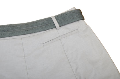 90s Prada pleated culottes / Late 1990s vintage Prada light mastic beige pleated bermuda shorts with grosgrain velcro belt