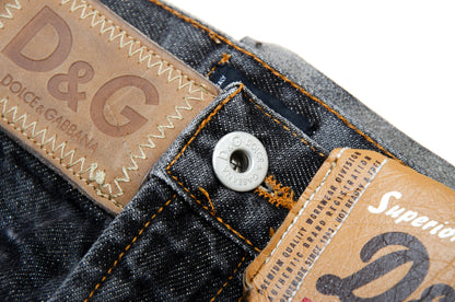 Vintage D&G low waist mini skirt / 2000s Dolce and Gabbana charcoal dark grey denim micro skirt / Made in Italy