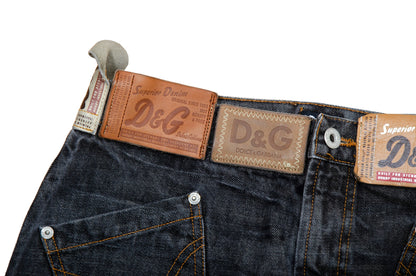 Vintage D&G low waist mini skirt / 2000s Dolce and Gabbana charcoal dark grey denim micro skirt / Made in Italy