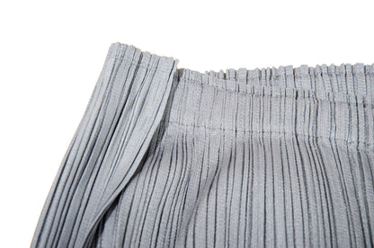 Issey Miyake Pleats Please wide leg light grey pants / Pleats Please folded waist large leg trousers / Made in Japan